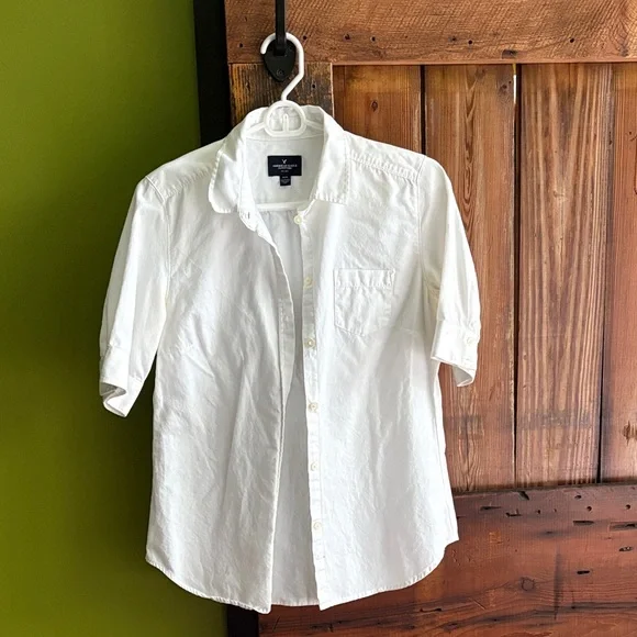American Eagle Women’s Short-Sleeve Button-Up Shirt - Picture 1 of 11